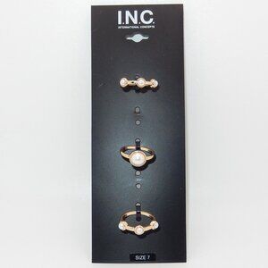 INC International Concepts / Stackable Rings / Gold-Tone 3-Pc. Imitation Pearl